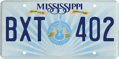 MS license plate BXT402