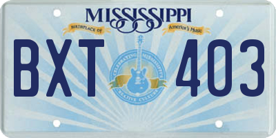 MS license plate BXT403