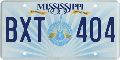 MS license plate BXT404