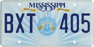 MS license plate BXT405