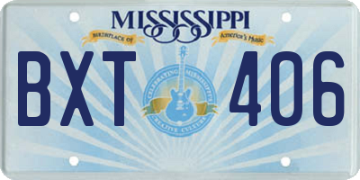 MS license plate BXT406
