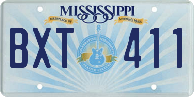 MS license plate BXT411