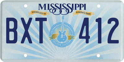 MS license plate BXT412