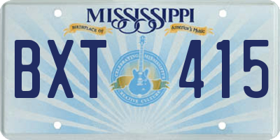MS license plate BXT415