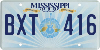 MS license plate BXT416