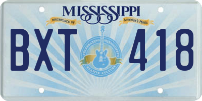 MS license plate BXT418