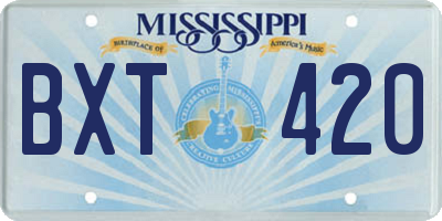 MS license plate BXT420