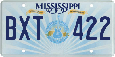 MS license plate BXT422