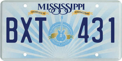 MS license plate BXT431