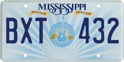 MS license plate BXT432