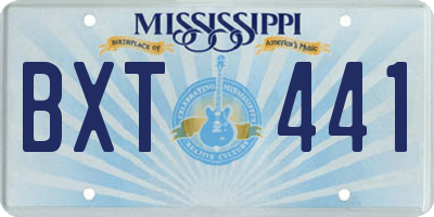 MS license plate BXT441