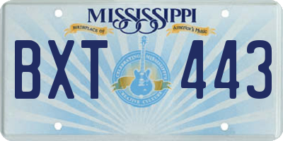 MS license plate BXT443