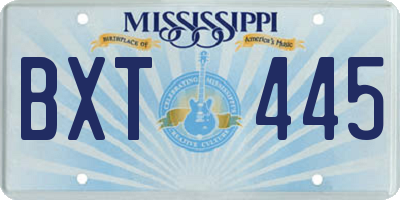 MS license plate BXT445