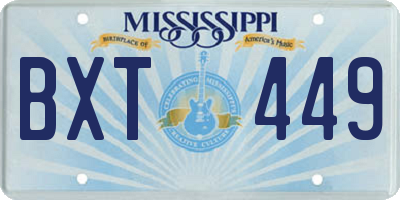 MS license plate BXT449
