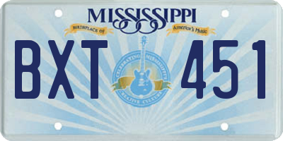 MS license plate BXT451