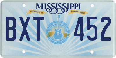 MS license plate BXT452
