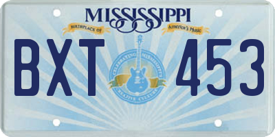 MS license plate BXT453