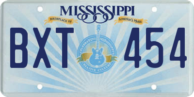 MS license plate BXT454