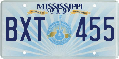 MS license plate BXT455