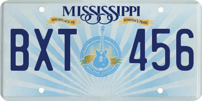 MS license plate BXT456