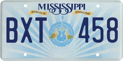 MS license plate BXT458