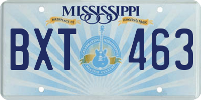 MS license plate BXT463
