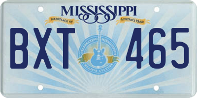 MS license plate BXT465