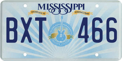 MS license plate BXT466