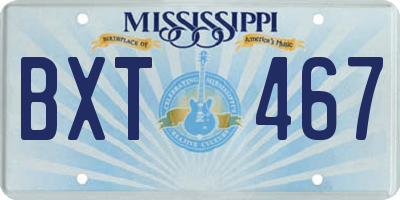 MS license plate BXT467