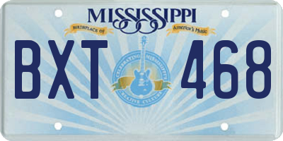MS license plate BXT468