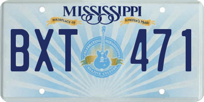MS license plate BXT471