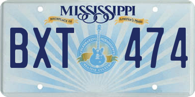 MS license plate BXT474