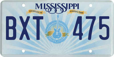 MS license plate BXT475