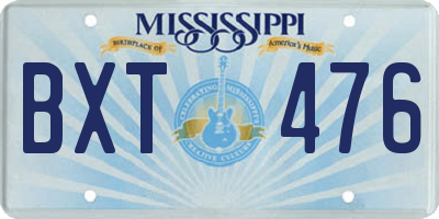 MS license plate BXT476