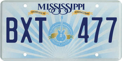 MS license plate BXT477