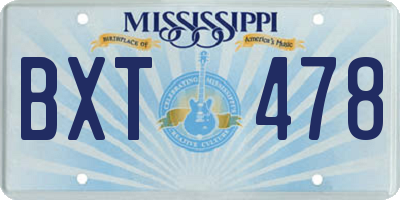 MS license plate BXT478