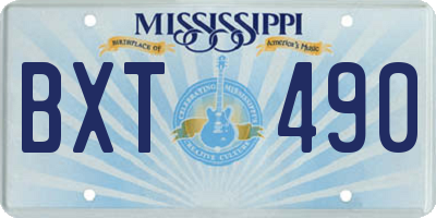 MS license plate BXT490