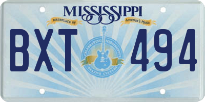 MS license plate BXT494