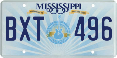 MS license plate BXT496