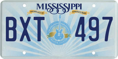MS license plate BXT497