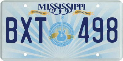 MS license plate BXT498