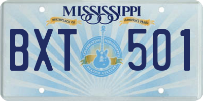 MS license plate BXT501