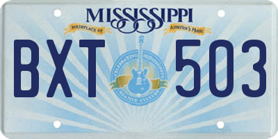 MS license plate BXT503