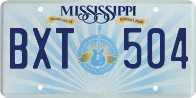 MS license plate BXT504