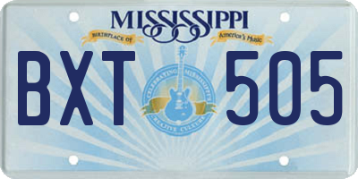 MS license plate BXT505