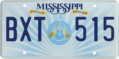 MS license plate BXT515