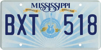 MS license plate BXT518