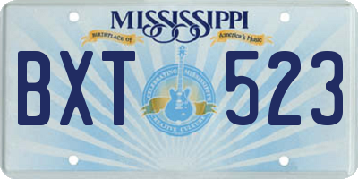 MS license plate BXT523