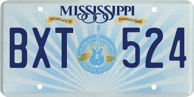 MS license plate BXT524