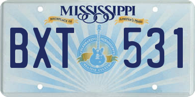 MS license plate BXT531